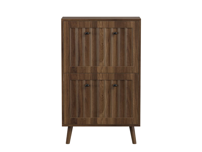  Meuble à chaussures 60x24x95 cm, style années 50, rangement modulable en mdf et panneau de particules, noyer  - Conforama E