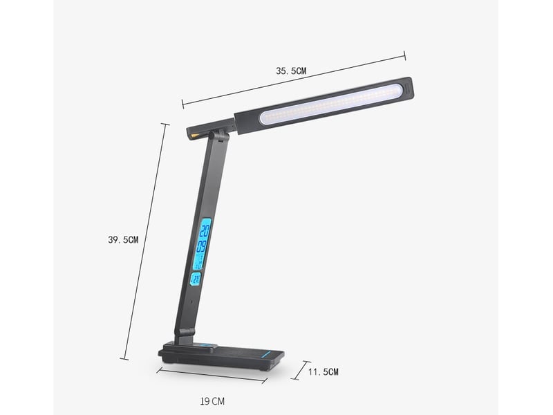  Lampe de bureau led avec chargeur sans fil &amp; port usb 5 couleurs 5 luminosités écran lcd  - Conforama B