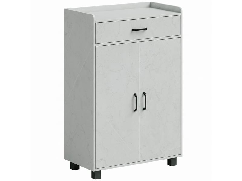  Meuble à chaussures, armoire à chaussures avec 2 portes, tiroir, 5 compartiments et étagères réglables, gris  - Conforama B