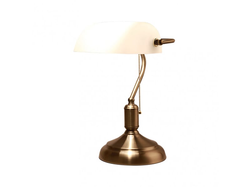 Lampe de bureau fabrilamp abogado cuirblanc 1 x e27 style banquier 38x26x18 cm 159471001 - Conforama C