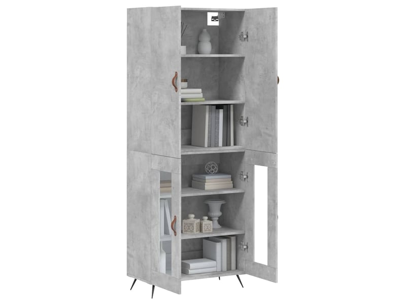 Buffet haut - bahut - meuble de rangement gris béton 69,5x34x180 cm bois d'ingénierie  - Conforama C