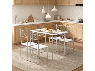Ensemble repas moderne avec table et chaises, design élégant, idéal balcon ou bistrot