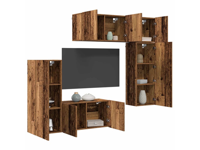  Unité murale de tv 5 pcs bois ancien bois d'ingénierie shl49861  - Conforama C