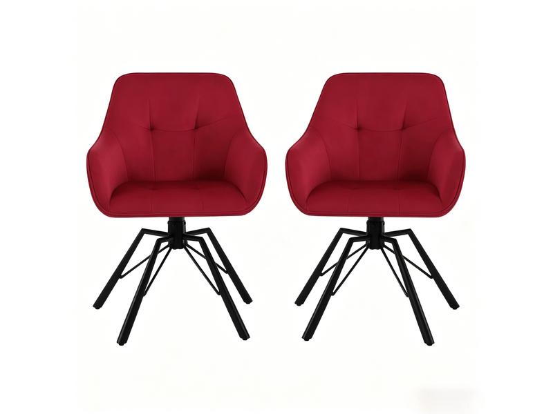  Chaise lot de 2 pivotante avec accoudoirs et dossier rembourré en velours  - Conforama A