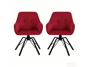 Chaise lot de 2 pivotante avec accoudoirs et dossier rembourré en velours