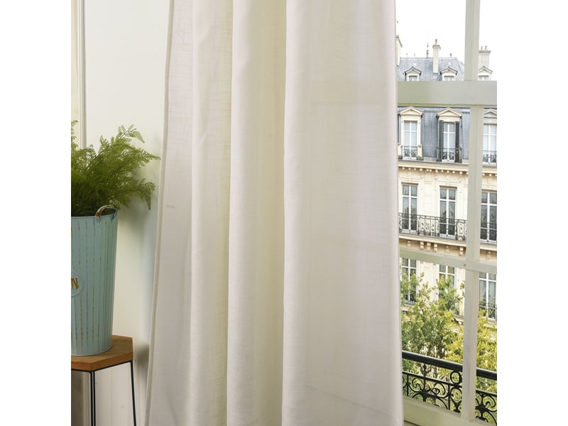  Rideau ajustable 140 x 270 cm + 8 anneaux pinces effet lin evasion nuage CP-EVASION-NUAGE - Conforama C