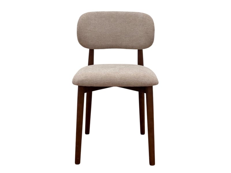  Lot de 4 chaises en bois de chêne noyer rembourrées en beige  - Conforama D