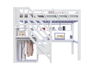 Lit mezzanine 140x200 cm <strong>DZMDIP</strong> <strong></strong> coloris blanc