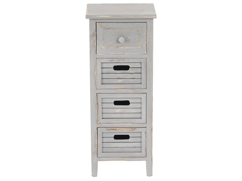  Commode, table d'appoint, armoire, 4 tiroirs, 30x25x74cm, shabby, vintage - gris  - Conforama D