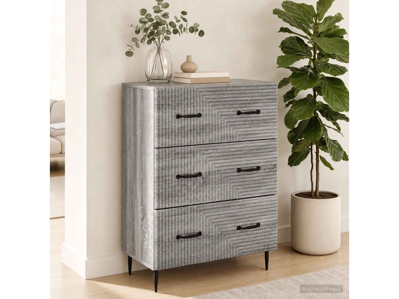  Armoire de rangement bureau, armoire à tiroirs sonoma gris 66 x 34,5 x 89,5 cm  - Conforama D