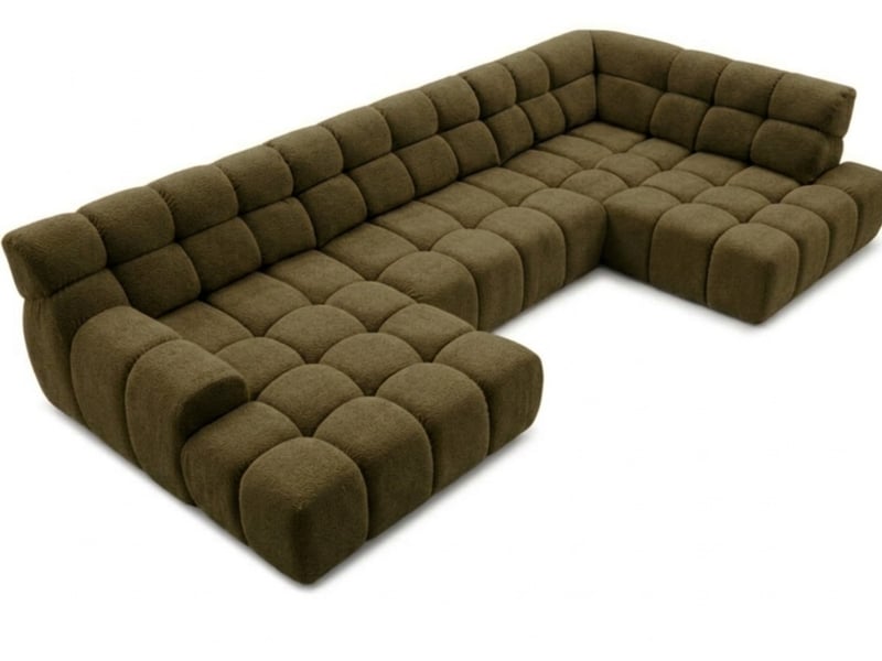 Bobochic canapé panoramique avance-recule électrique andre tissu texturé vert angle droit ANDRE - Conforama A