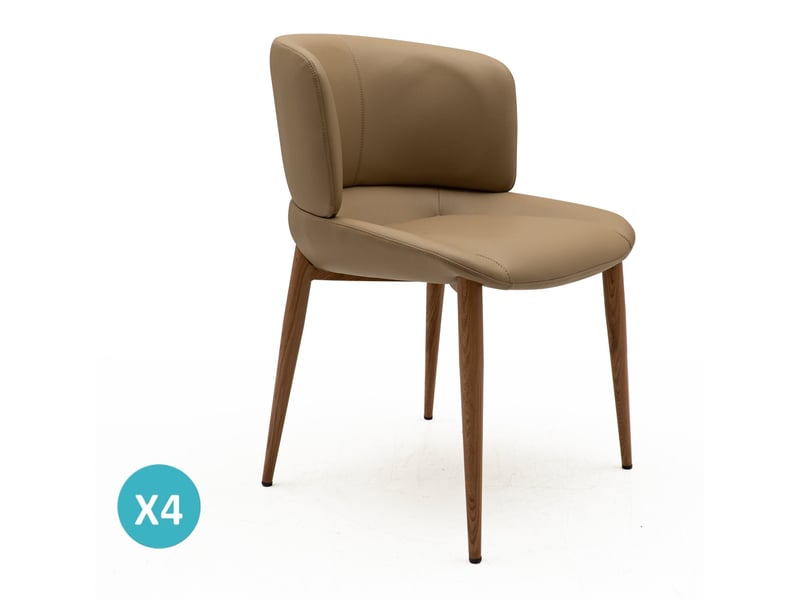  Lot de 4 chaises rembourrées en similicuir couleur vison  - Conforama A