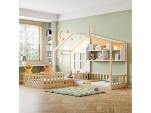 Lit cabane 90x200 cm TCQPZ coloris naturel