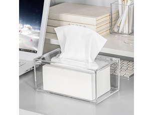 Boîte à mouchoirs en acrylique, distributeur de mouchoir rectangulaire pour voiture, hôtel, salle de bain (transparent)