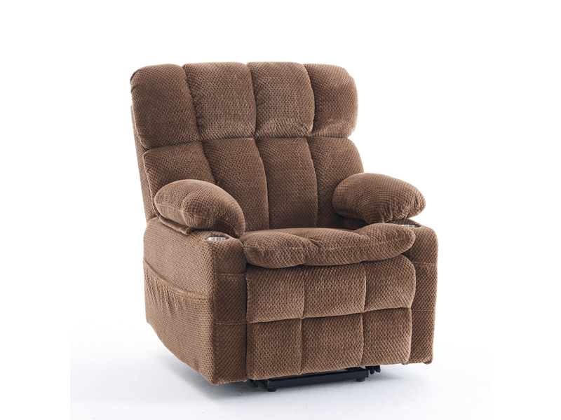  Fauteuil relax électrique,91x91x106.5 cm,avec aide au lever,chenille,marron  - Conforama A