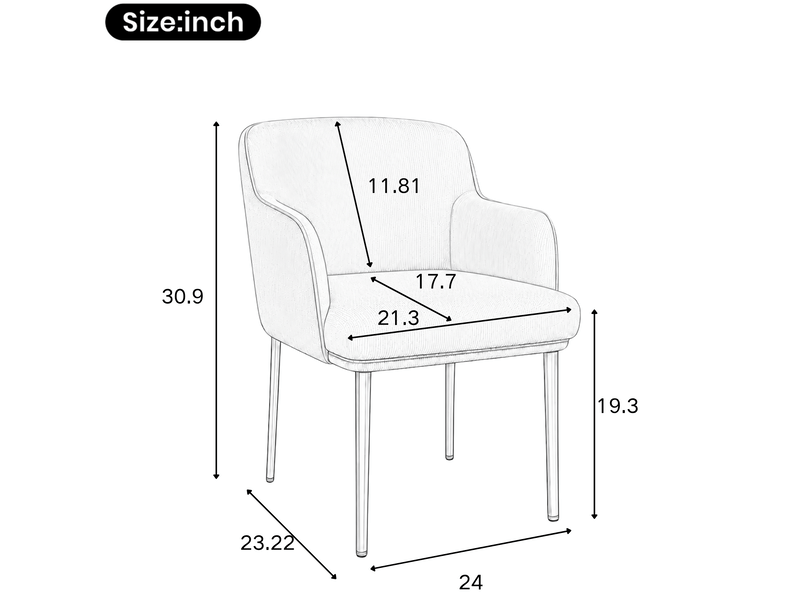 Lot de 2 chaises de salle à manger 61x59x78,5 cm avec accoudoirs vertes et dorées  - Conforama C