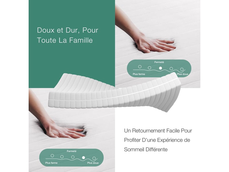  Novilla matelas en mousse - 90 x 200 cm - 18 cm - soutien ergonomique 7 zones - réversible - respirant - housse amovible  - Conforama E