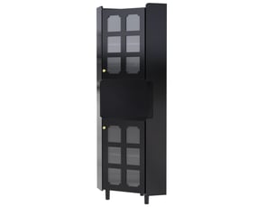 Meuble d'angle avec led 2 portes et 1 niche en mdf noir 63.5x157.5 cm