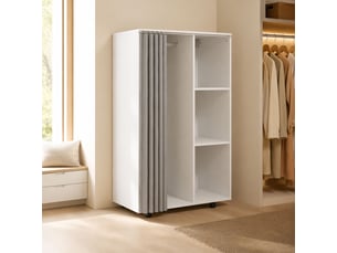 Armoire penderie vêtement dressing mobile 4 roulettes avec étagères ouvertes et tringle à vêtements, blanc