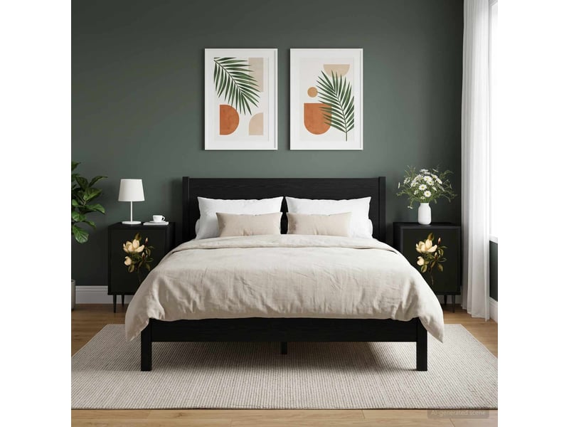  Table de chevet - cabinet de chevet - table de nuit bremen 2 pc chêne noir 36 x 33 x 51 cm  - Conforama C
