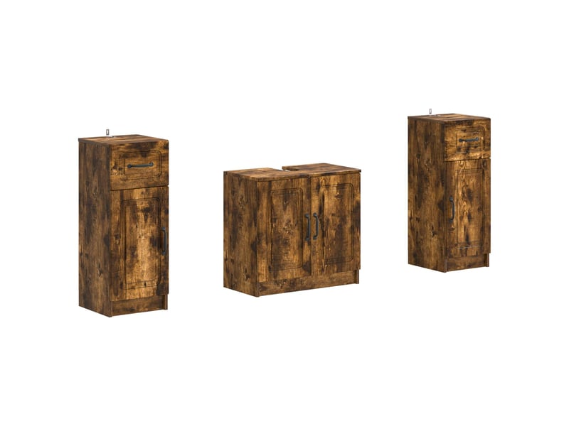  Ensemble de meuble de salle de bain 3 pièces utrecht chêne fumé cf63515  - Conforama A