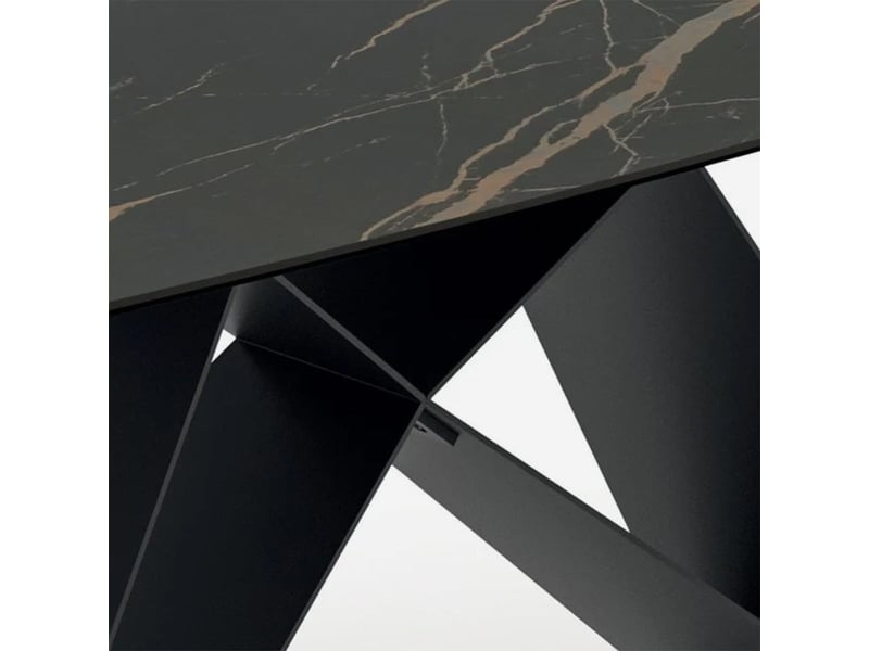 Table extensible en céramique et métal 200280x100 cruise - effet marbre noir - Conforama C