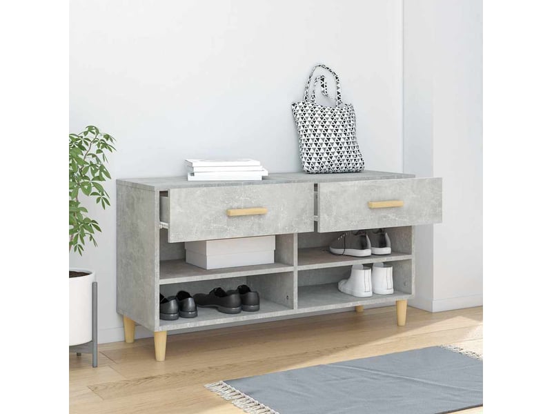  Meuble à chaussure, armoire à chaussures gris béton 102x35x55 cm bois d'ingénierie  - Conforama C