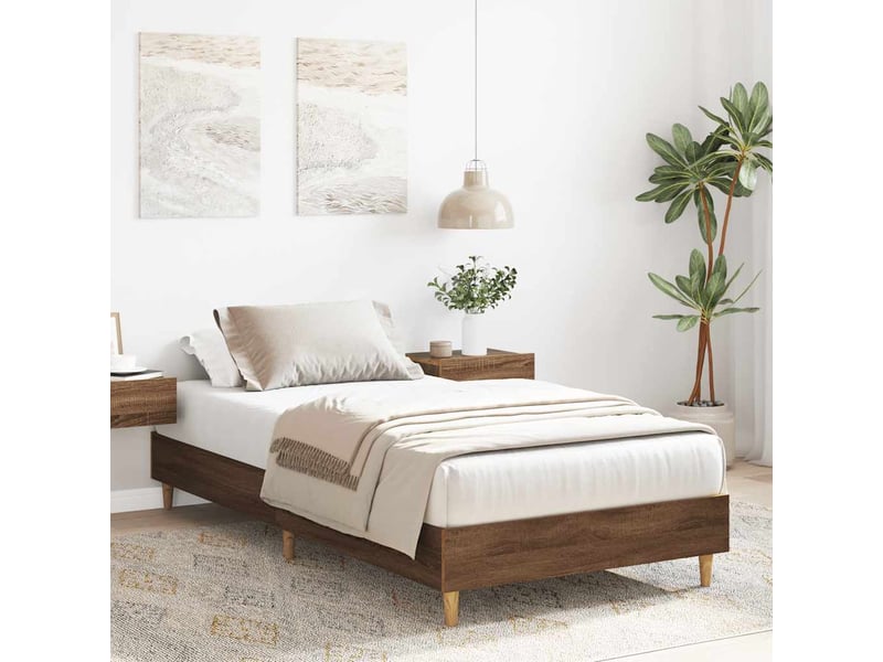  Lit simple- lit adulte -  cadre de lit sans matelas chêne marron 100x200 cm  - Conforama B