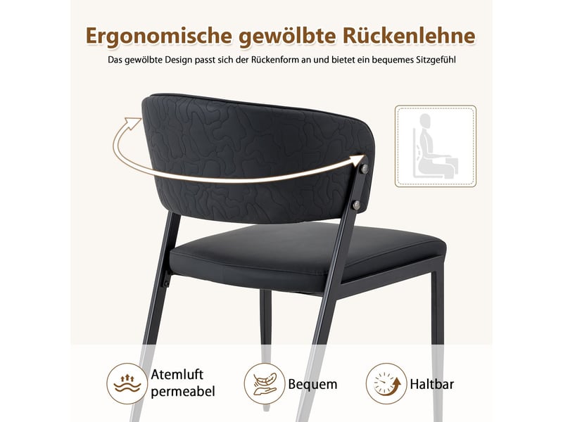  Chaise de salle à manger lot de 2 moderne rembourrée piètement métal dossier ergonomique similicuir  - Conforama E