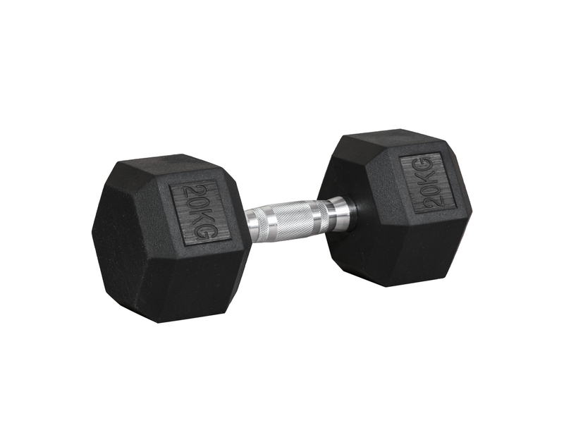  Haltère courte poids 20 kg - 1 pièce, haltère hexagonale entraînement musculaire &amp; haltérophilie - métal caoutchouc noir  - Conforama A