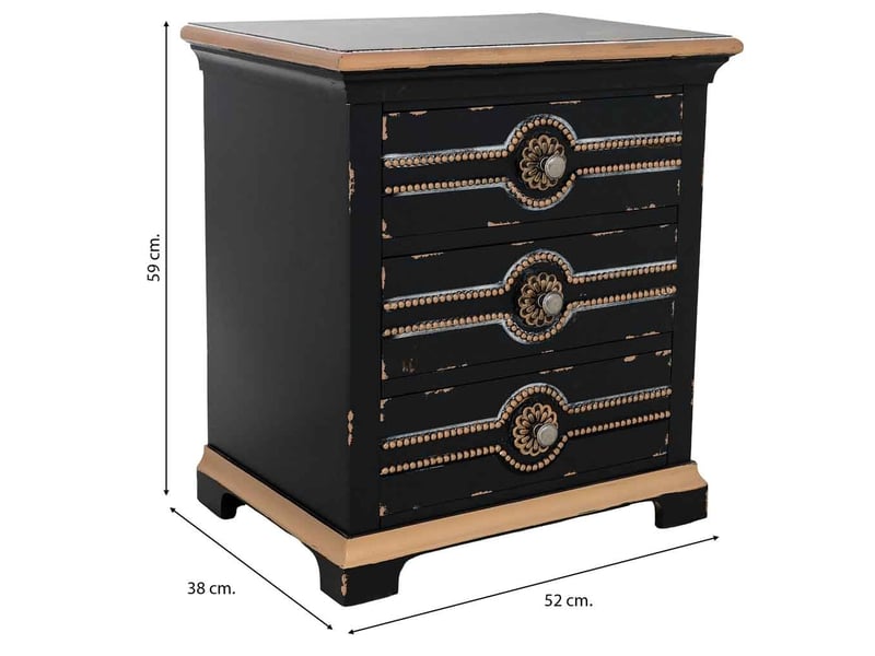  Table de chevet en bois noir 52x38x59 cm h  - Conforama C