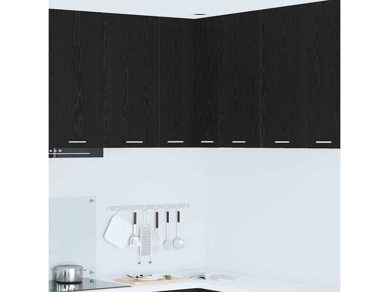  Meuble de rangement cuisine, armoire suspendue chêne noir et blanc 57x57x80cm  - Conforama B