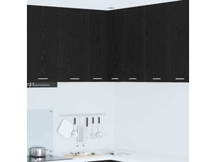 Meuble de rangement cuisine, armoire suspendue chêne noir et blanc 57x57x80cm