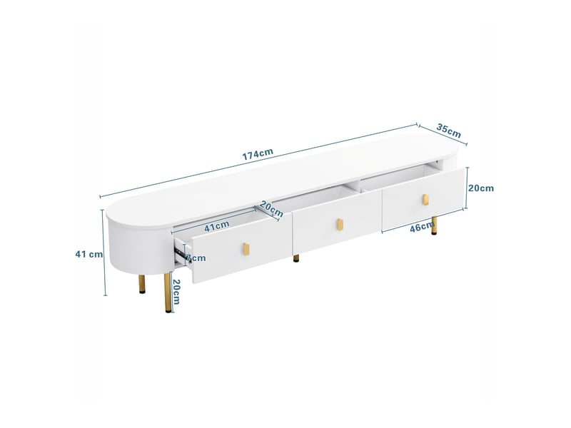  Ensemble meuble tv et table basse en mdf blanc et doré avec tiroirs  - Conforama D