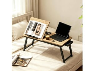 Table pour ordinateur portable 83,5x33 cm réglable avec tiroir mdf chêne noir