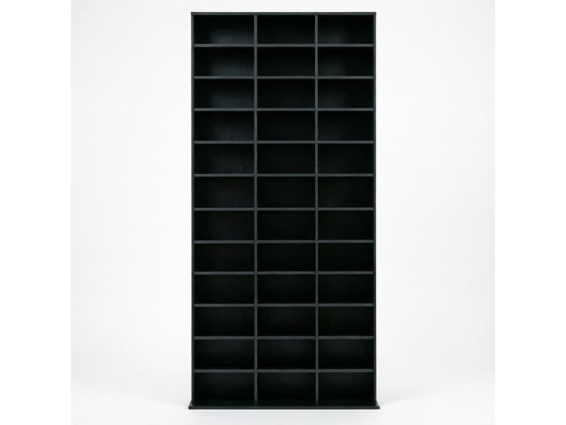  Meuble de rangement cddvd,102x23,5x195 cm,étagères réglables,mdf,noir  - Conforama D