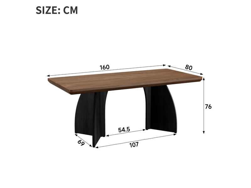  Table à manger 4 à 6 personnes 160x80 cm en mdf, plateau couleur noyer  - Conforama E