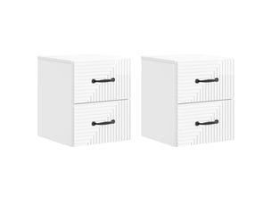 Table de chevet - cabinet de chevet - table de nuit mural 2 pc blanc brillant 34,5 x 33 x 40 cm