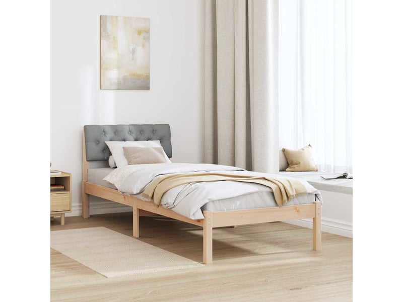  Lit simple- lit adulte -  cadre de lit avec tête de lit marron et gris clair 80 x 200 cm  - Conforama C