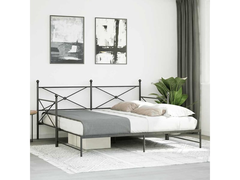  Lit simple- lit adulte -  lit de jour avec gigogne sans matelas noir 100x200 cm acier  - Conforama B