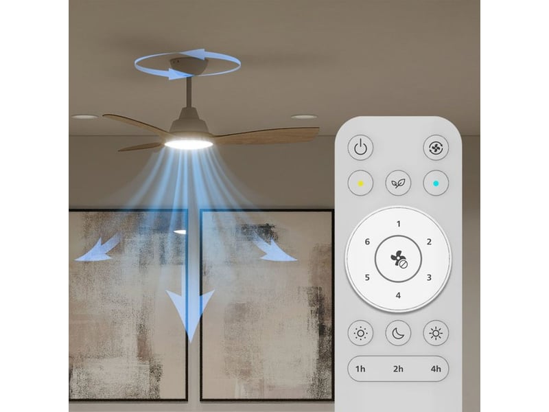  Philips olas 30 ventilateur plafond 106 cm blanc avec eclairage led 24 w et telecommande rf 929004750501 - Conforama D