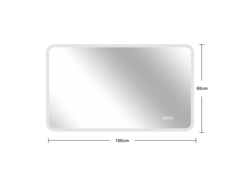  Miroir de salle de bain led 100x60 cm argenté en verre, anti-buée avec éclairage frontal réglable  - Conforama C