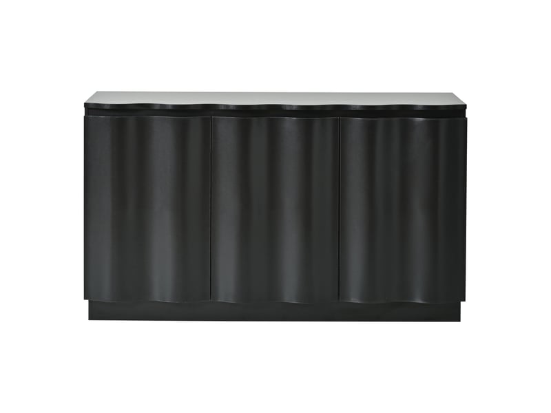  Buffet bas avec led bluetooth et rangements, façade ondulée, noir – 120 cm IKSETERA TRADING LTD - Conforama A