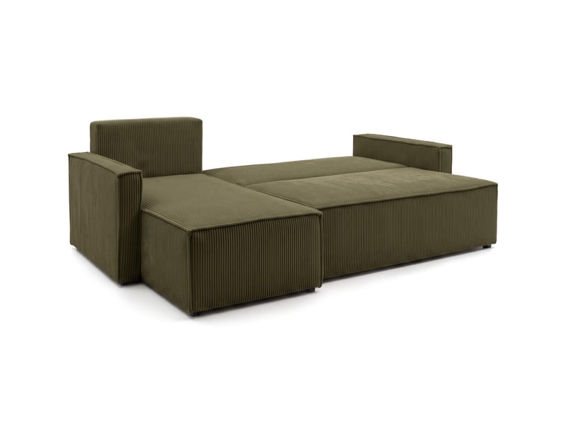  Farah - canapé d'angle reversible convertible 4 places accoudoirs slim velours cotelé  - Conforama C