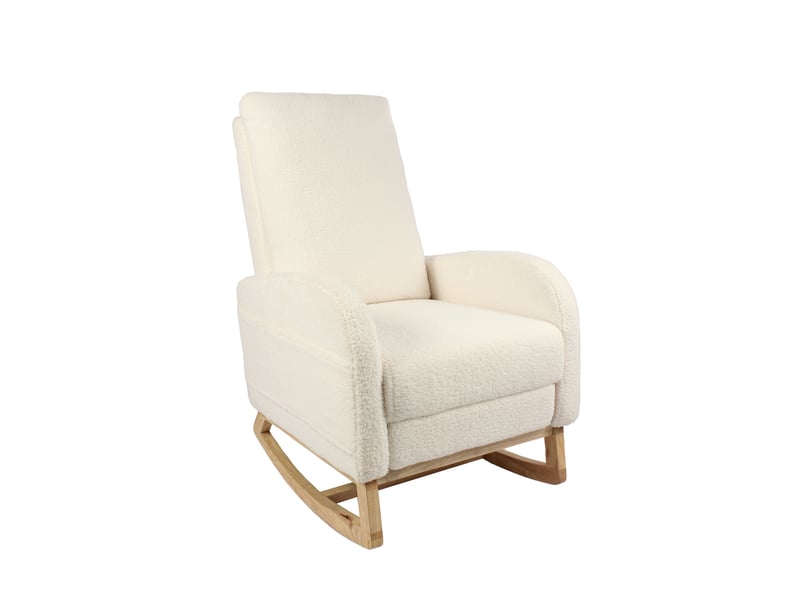 Fauteuil à bascule avec repose-pieds 75x63x104 cm en tissu bouclette blanc - Conforama A