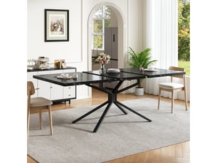 Table à manger extensible, 120 à 160 cm, rectangulaire, mdf et métal, noir, piètement en métal stable
