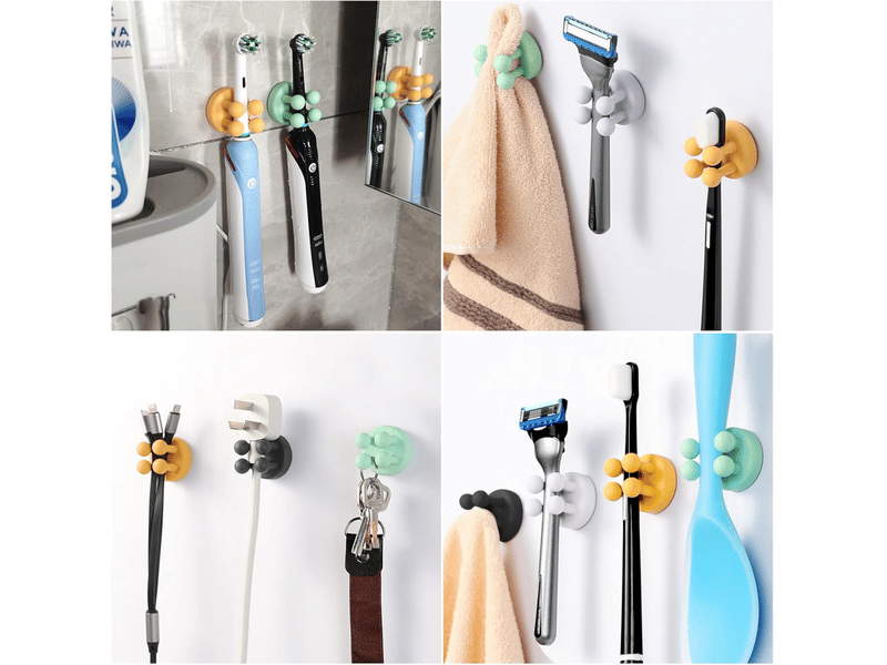 Lot de 4 porte-brosses à dents en silicone, crochet multifonctionnel, adapté à la salle de bain, à la cuisine et au salon. - Conforama C