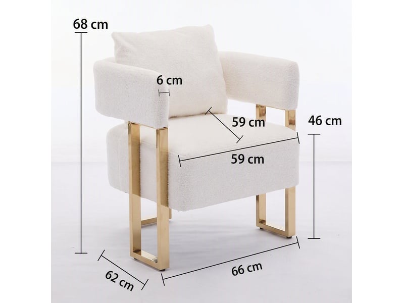 Fauteuil modenvie 1 place en velours blanc 68 x 68 x 70 cm  - Conforama C