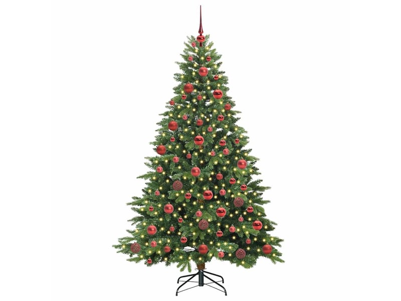  Sapin de noël artificiel, arbre de noël avec 300 led vert 180 cm pe et pvc shl2703  - Conforama C