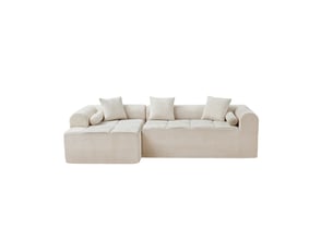Canapé d'angle compressé gauche fixe MODENVIE  4 places Tissu beige